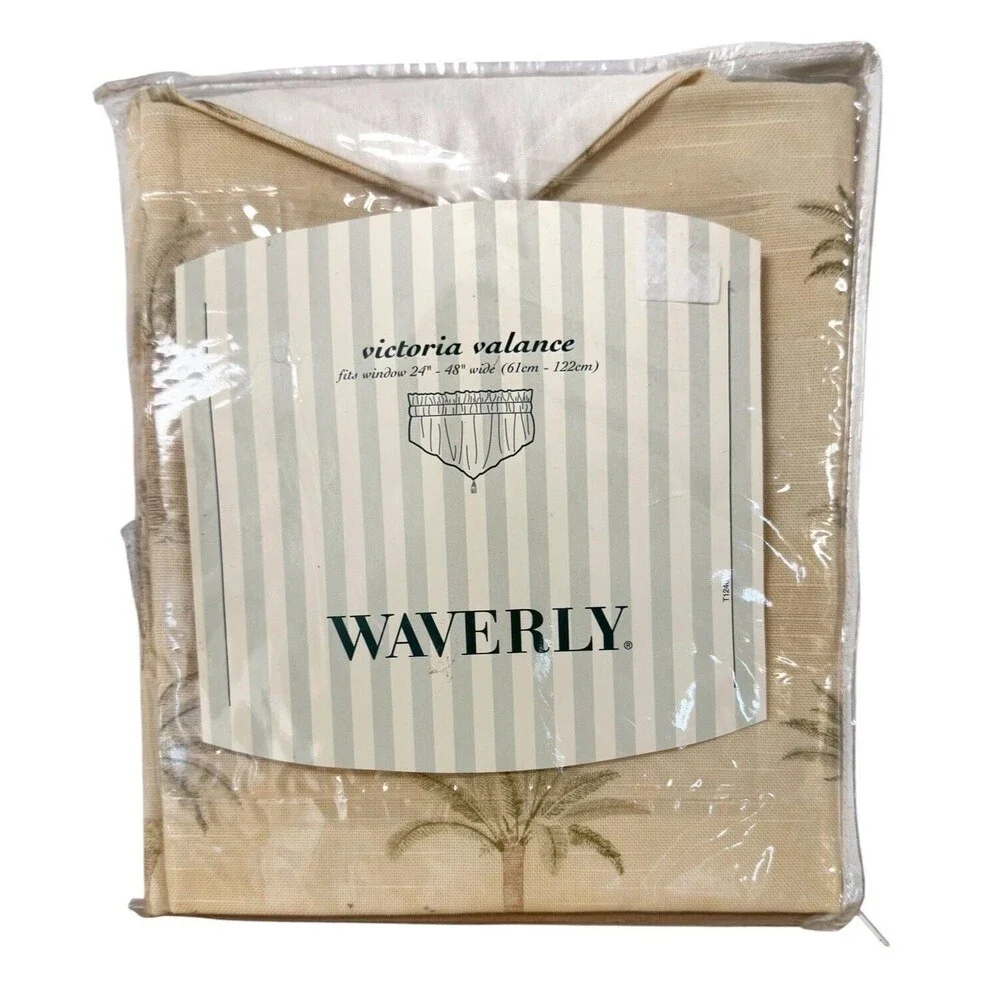 Waverly Victoria Valance Tahiti Sage Palm Tree Print Tassel One Window Treatment
